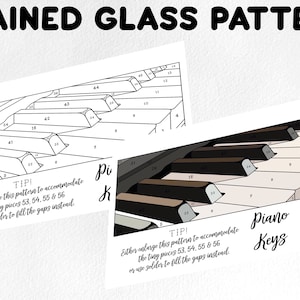 Stained glass pattern, stained glass piano keys pattern, Digital download, music, sun catcher pattern, stained glass artist HOBBY LICENSE