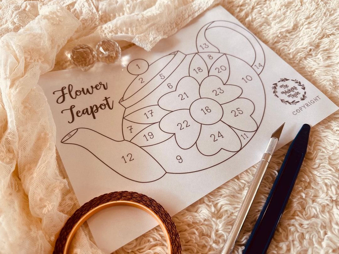 Stained Glass Pattern Stained Glass Teapot Pattern Digital Etsy