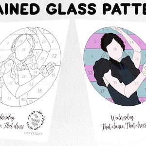 Stained glass pattern, Digital download, wednesday addams sun catcher pattern, sun catcher pattern, stained glass artist HOBBY LICENSE