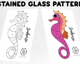Stained Glass Seahorse Pattern, Suncatcher Design (Digital Download)