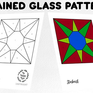 Stained glass pattern, digital download, starburst panel, stained glass artist HOBBY LICENSE