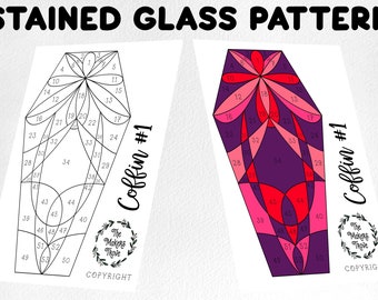 Stained Glass Coffin Pattern, Suncatcher Design (Digital Download)