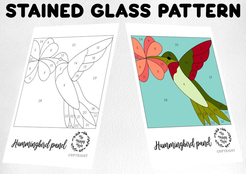 Large Hummingbird Pattern Hummingbird Stained Glass Pattern: Suncatcher Panel (digital Download ...