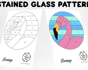 Flamingo Stained Glass Pattern, Sun Catcher Design (Digital Download)