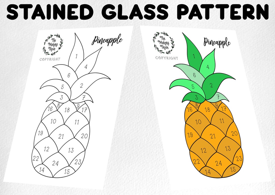 Stained Glass Pattern, Stained Glass Pineapple Pattern, Digital