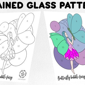 Stained glass pattern, Digital download, bubble fairy butterfly stained glass pattern,sun catcher pattern,stained glass artist HOBBY LICENSE