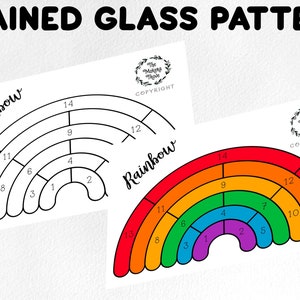 Gebrandschilderd glaspatroon, regenboogpatroon glas-in-lood, digitale download, regenboogzonvangerpatroon, glas-in-loodkunstenaar HOBBY-LICENTIE