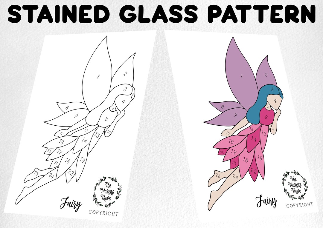 Stained Glass Pattern, Digital Download, Fairy Pattern, Stained Glass ...