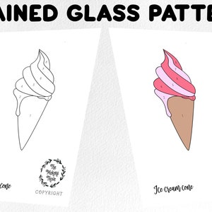 Glasmalerei-Muster, digitaler Download, Eistüte, Glasmalerei-Künstler HOBBY-LIZENZ