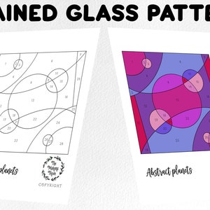 Stained glass pattern, Digital download, abstract planets panel, stained glass artist HOBBY LICENSE