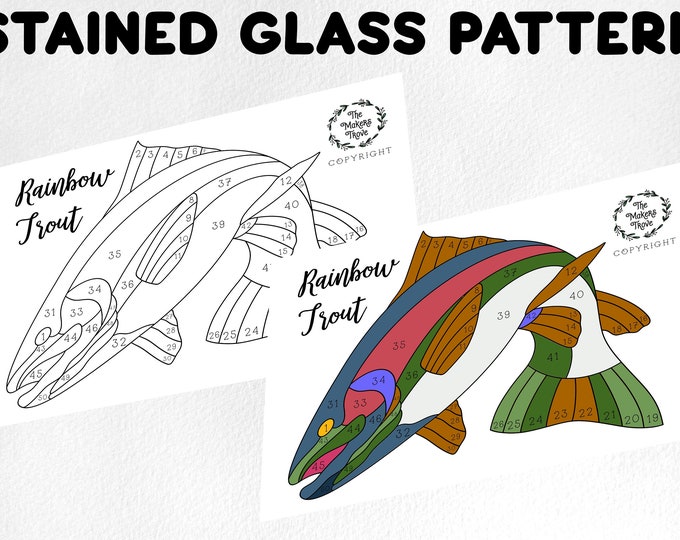 Rainbow Trout Digital Stained Glass Pattern - Includes Printable Pages ...