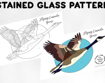 Diseño de vitral de ganso canadiense, atrapasol de luna (descarga digital)