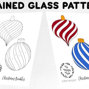 Stained glass pattern, stained glass Christmas ornament pattern, Digital download, sun catcher pattern, stained glass artist HOBBY LICENSE