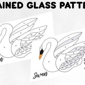 Stained glass pattern, Digital download, swan pattern, stained glass swan suncatcher pattern, stained glass ornament artist, HOBBY LICENSE