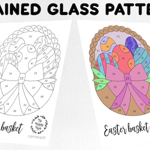 Stained glass pattern, stained glass easter basket pattern, Digital download, sun catcher pattern, stained glass artist HOBBY LICENSE