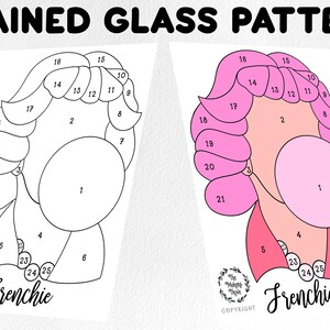 Stained glass pattern, stained frenchie from grease pattern, Digital download, queen sun catcher pattern, stained glass artist HOBBY LICENSE