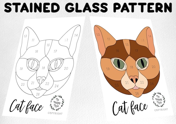 Stained Glass Cat Pattern, Suncatcher Design (Digital Download)