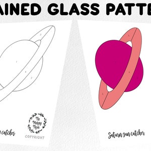 Stained glass pattern, digital download, Saturn, stained glass artist HOBBY LICENSE