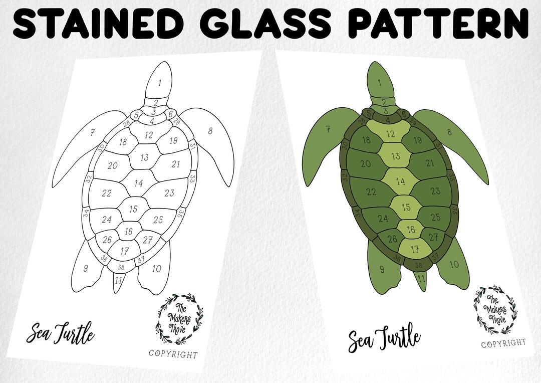Stained Glass Pattern, Stained Glass Turtle Pattern, Digital Download ...