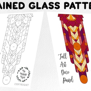 Stained glass pattern, stained glass art deco panel pattern, Digital download, sun catcher pattern, stained glass artist HOBBY LICENSE