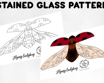 Fliegender Marienkäfer Suncatcher Glasmalerei Muster (Digitaler Download)