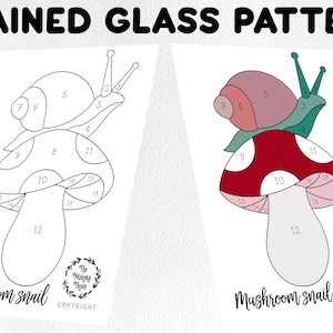 Stained Glass Mushroom Snail Pattern, Sun Catcher (Digital Download)