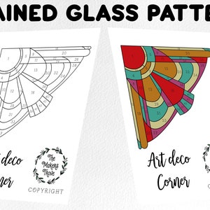 Art Deco Corner Stained Glass Pattern, Sun Catcher (Digital Download)