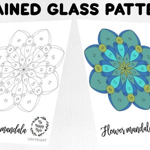 Stained glass pattern, Digital download, floral mandala pattern, stained glass artist HOBBY LICENSE