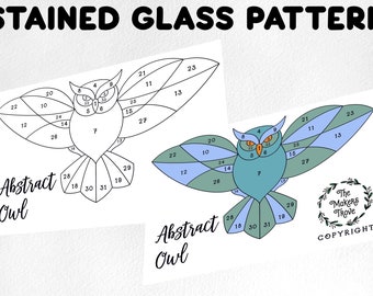 Geometric Owl Stained Glass Pattern (Digital Download)