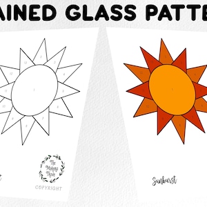 Stained glass pattern, Digital download, sunburst sun panel, stained glass artist HOBBY LICENSE