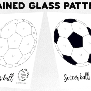 Stained glass pattern, stained glass soccer ball pattern, Digital download, soccer sun catcher pattern, stained glass artist HOBBY LICENSE