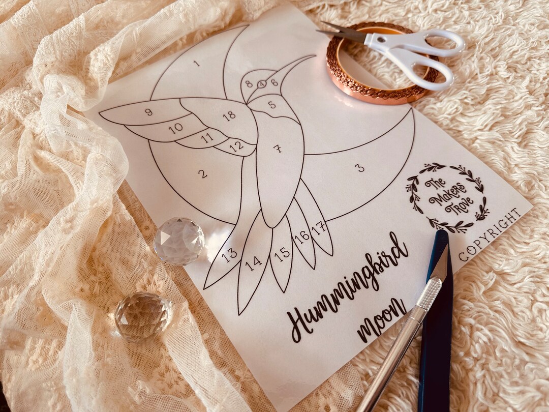 Stained Glass Pattern, Stained Glass Moon Pattern, Digital Download