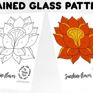 Stained glass pattern, Digital download, sun catcher, sunshine flower pattern, stained glass artist HOBBY LICENSE