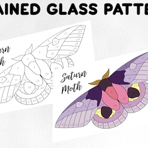 Stained glass pattern, Digital download, sun catcher, saturn moth pattern, stained glass artist HOBBY LICENSE