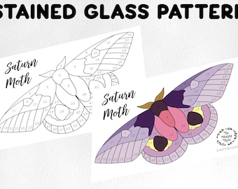 Saturn Moth Stained Glass Pattern, Suncatcher Design (Digital Download)