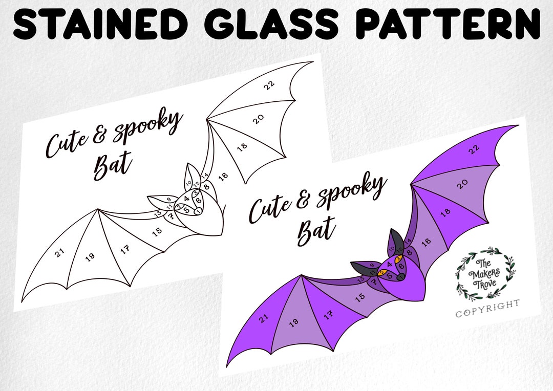 Stained Glass Pattern, Digital Download, Stained Glass Bat Pattern, Bat ...