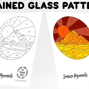 Pyramiden Sonnenaufgang Glasmalerei-Muster, Sun Catcher (Digitaler Download)