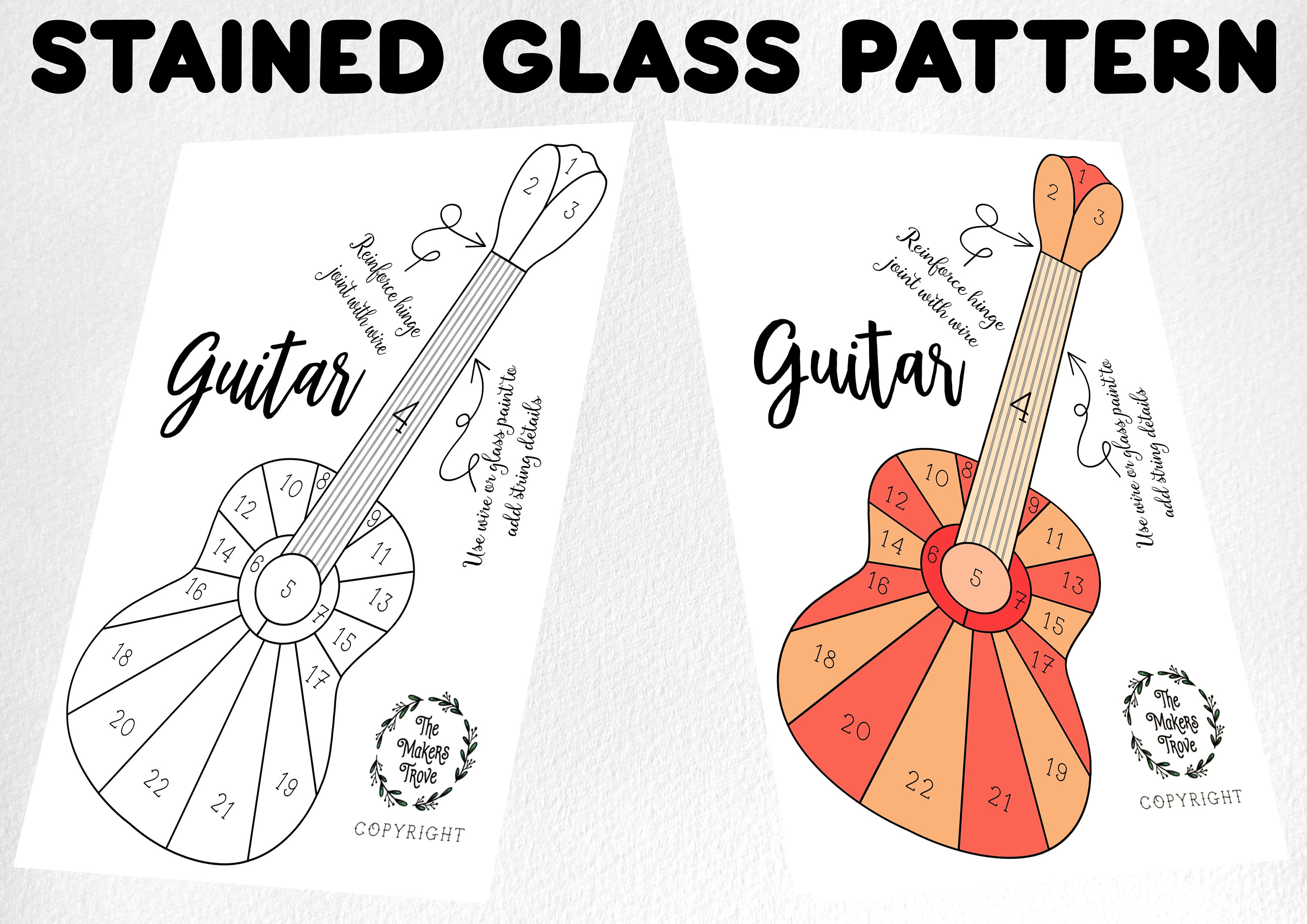 Stained Glass Guitar Pattern, Hobby License (digital Download) - Etsy