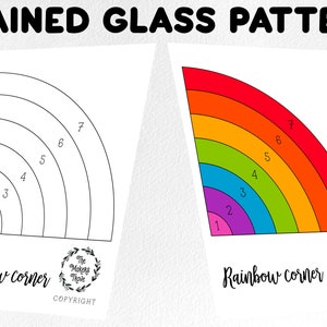 Gebrandschilderd glaspatroon, patroon van glas in lood regenbooghoek, digitale download, patroon van de zonvanger, glas in lood kunstenaar HOBBY LICENTIE