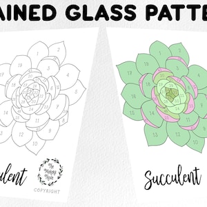 Stained glass pattern, Digital download, succulent sun catcher pattern, stained glass artist HOBBY LICENSE