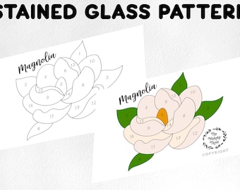 Magnolia Stained Glass Pattern, Sun Catcher Design (Digital Download)