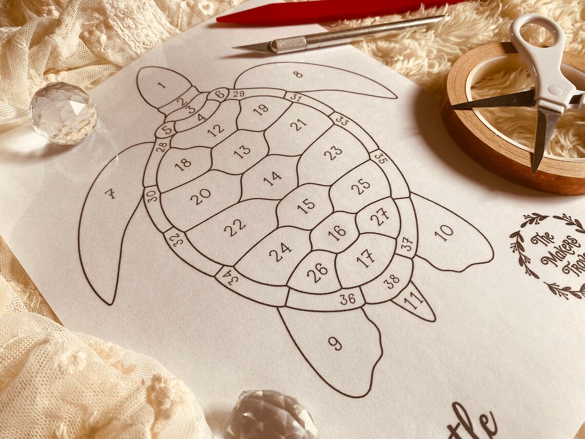 Stained Glass Pattern Stained Glass Turtle Pattern Digital - Etsy