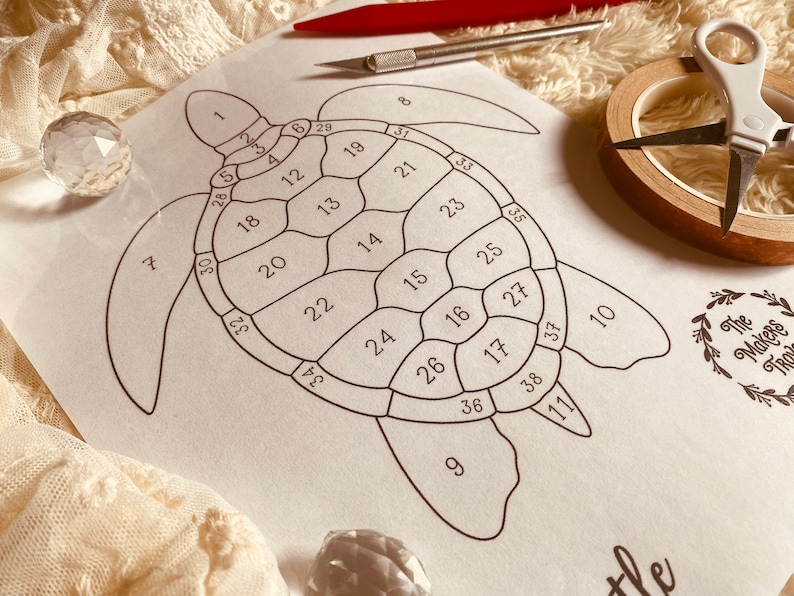 Stained Glass Pattern Stained Glass Turtle Pattern Digital - Etsy