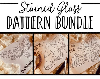 Stained Glass Moth Pattern Bundle, Suncatcher Design (Digital Download)