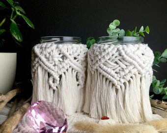 Macrame lanterns in boho style / table decoration / macrame decoration / boho lantern / wedding decoration / handmade macrame lantern