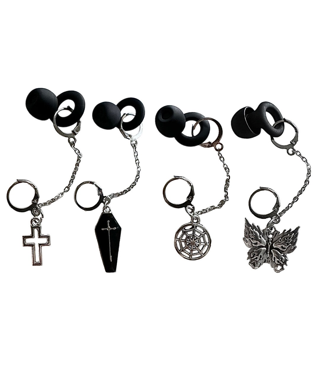 Goth Earplug Holder Earrings for Loop Earplugs Hearing Protection
