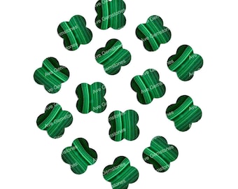 Malachite, Trèfle des deux côtés, Pierres précieuses en vrac, Quatre feuilles, Grossiste, Pierre semi-précieuse, Pour la fabrication de bijoux, Toutes tailles disponibles