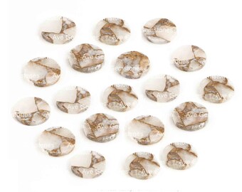 White Calcite Copper, Round Coin, Both Side Flat, Semi Precious Stone, Calibrated Smooth, Loose Gemstone, For Jewelry, All Sizes Available