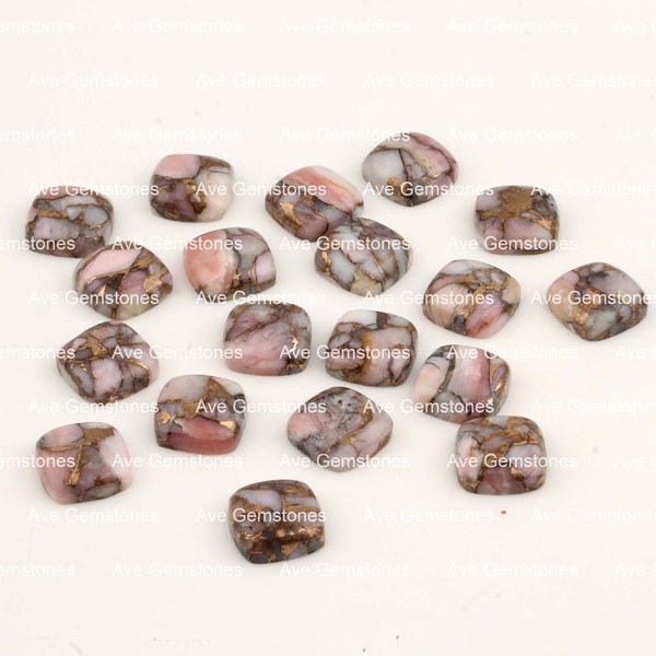 Pink Opal Copper, Cushion Cabochon, Semi Precious Stone, Loose Gemstone, For Jewelry, Wholesale Supplier, High Polished, All Size Available