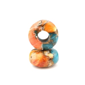 Spiny Oyster Copper Turquoise, 14x8x5mm Rondelle Smooth, Mohave Copper Semi Precious Big Hole Beads, European Charms For Pandora Bracelets